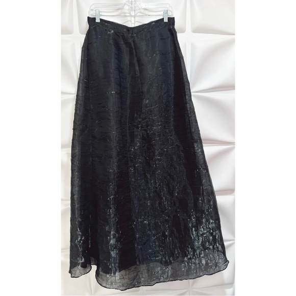 Crimson by Lawrence Kurtz Sz 12 Long Black Metallic Silver Maxi Formal Skirt - Picture 6 of 8